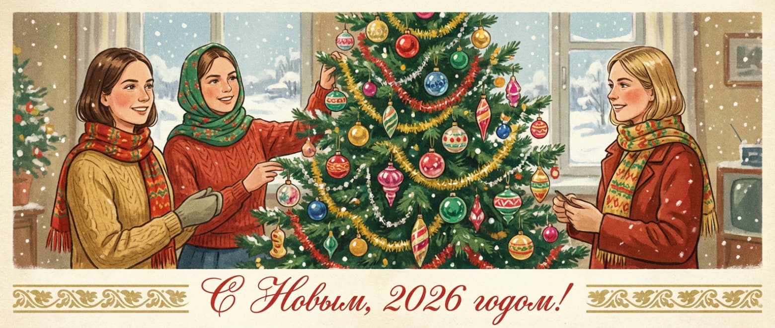 Как сделать новогоднюю открытку в стиле СССР с помощью нейросети: 30 готовых промптов